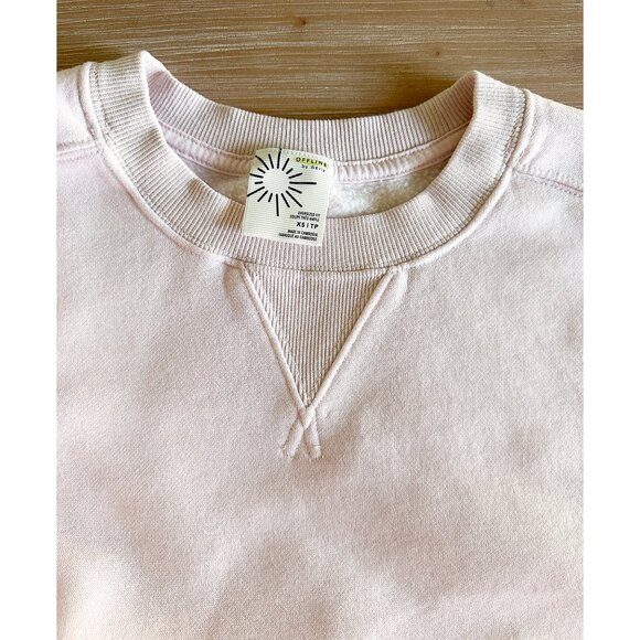 Aerie Offline Cloud Fleece Oversized Crewneck Pink Petal - XS Extra Small - Picture 6 of 7